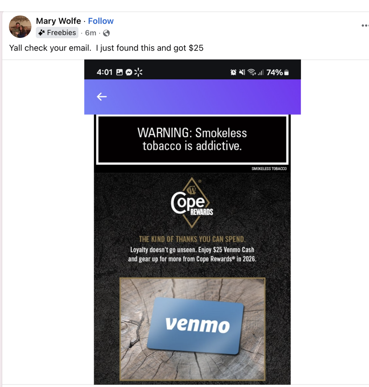 Did Copenhagen Rewards Send YOU $25 on Venmo? Freebie Mom